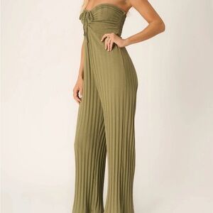Project Social T Green Ribbed Knit Jumpsuit